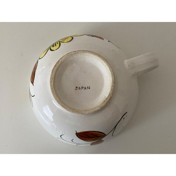 Soup Cup Mug Large JAPAN Hand Painted Vintage Yellow Brown Blue White - Picture 10 of 11